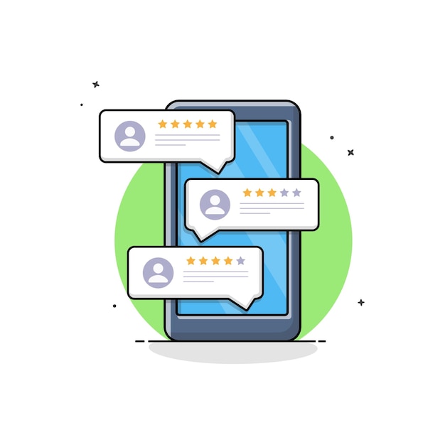 Phone with Customer Review Vector Illustration Customer Review Concept Design