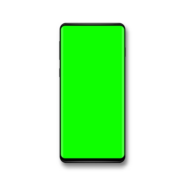 녹색 화면 크로마 키 배경으로 전화입니다. 디자인을위한 템플릿