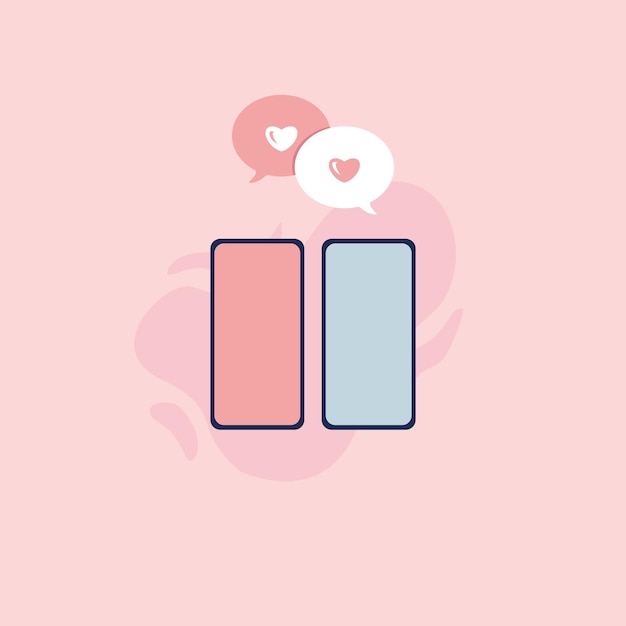 Phone with love or like notification messages Happy Valentines day design concept