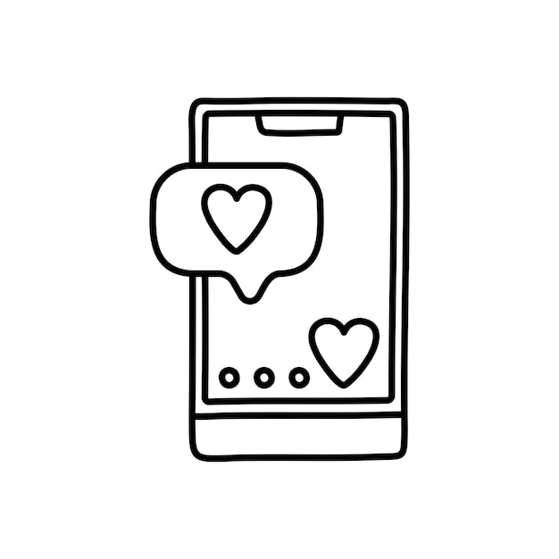 Phone with love message. element for greeting cards, posters, stickers and seasonal design