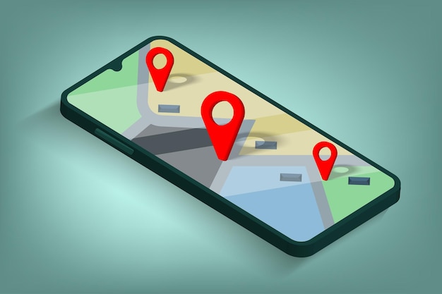 地図と位置アイコン付きの電話