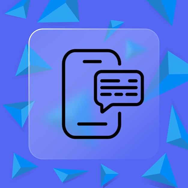 Телефон со значком линии сообщения Уведомление о корреспонденции, диалог, диалог, текстовое сообщение, чат, смс, концепция коммуникации, стиль Glassmorphism, значок векторной линии для бизнеса и рекламы
