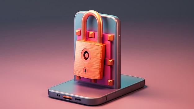 Vector a phone with a padlock that says lock on it