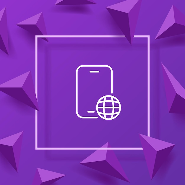 Телефон со значком линии планеты Доступ в Интернет земной шар онлайн по всему миру Интернет www соединение мобильная сеть поиск смартфона Технологическая концепция Значок векторной линии для бизнеса и рекламы