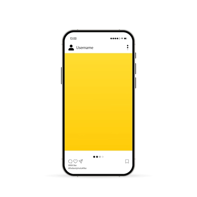 Phone with social media mockup icon. photo carousel template. vector eps 10. isolated on white background.