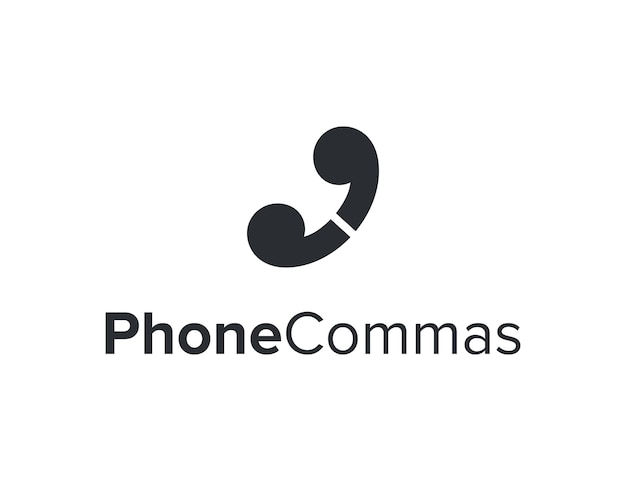 phone with two commas simple sleek creative geometric modern logo design