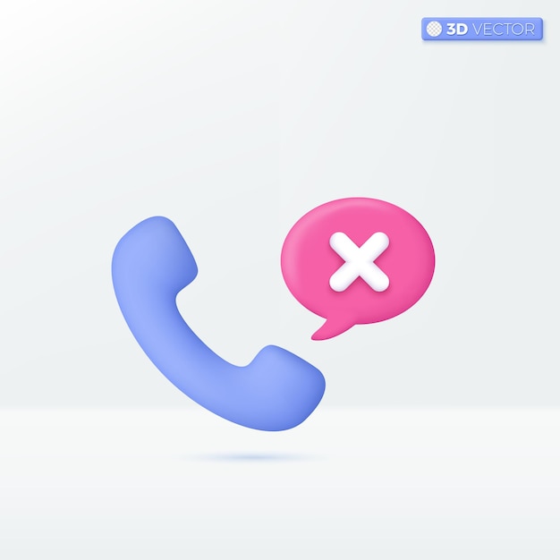 Vector phone wrong speech icon symbols bad talk say no cancle do not bad news concept 3d vector isolated illustration design cartoon pastel minimal style you can used for design ux ui print ad