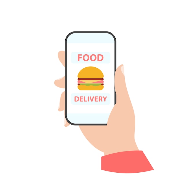 Phone in your hand. food delivery