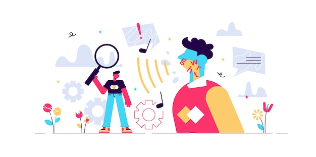 phonetics  illustration.  tiny linguistic sounds person .  articulatory, acoustic and auditory branch study process. educational language grammatical characterization learning