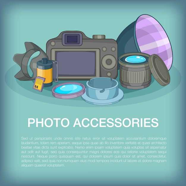 Photo accessories concept, cartoon style