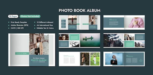 Vector photo album design photo and image book design photography portfolio template