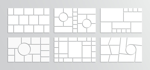 사진 앨범 템플릿 컬렉션 기분 보드 콜라주 그리드 모자이크 사진 프레임 레트로 갤러리 배너