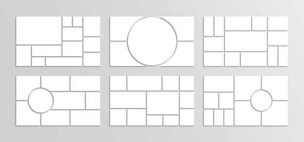 사진 앨범 템플릿 기분 보드 콜라주 그리드 세트 모자이크 사진 프레임 레트로 갤러리 배너