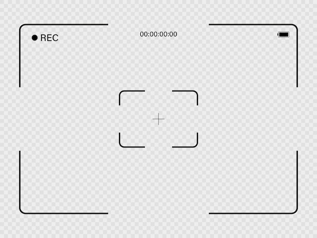 벡터 투명한 배경에서 노출 및 녹화가 가능한 사진 및 비디오 카메라 뷰파인더 그리드