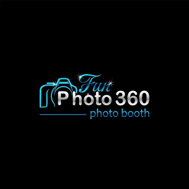 Vettore modello di progettazione del logo photo booth fun photo 360