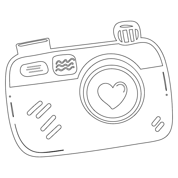 Vector photo camera hand drawn doodle