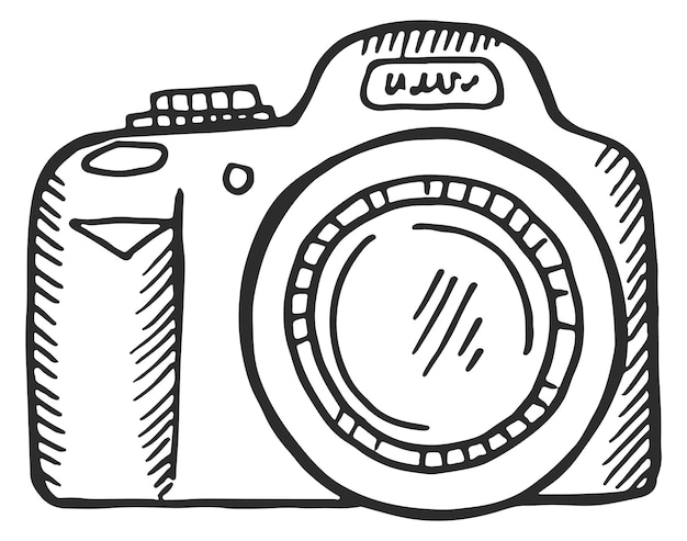 Icona della fotocamera fotografica strumento di fotografia di ripresa disegnato a mano