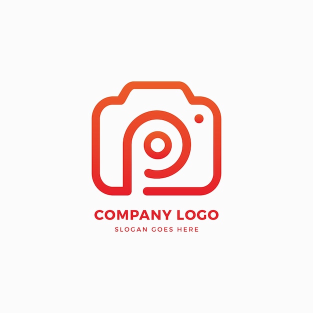 Photo camera p letter logo design template