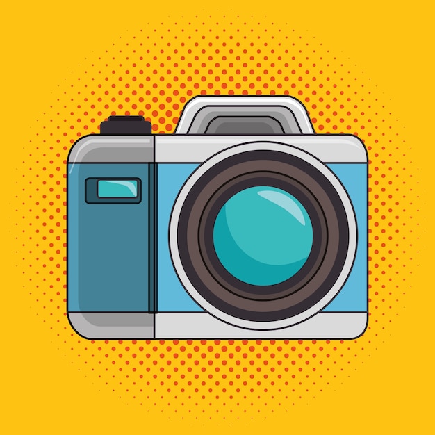 Photo camera pop art icon design