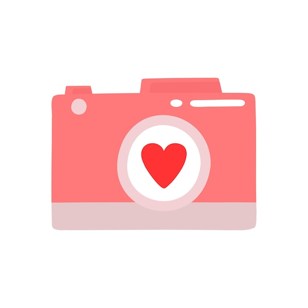 Photo camera with heart. Element for greeting cards, posters, stickers and seasonal design