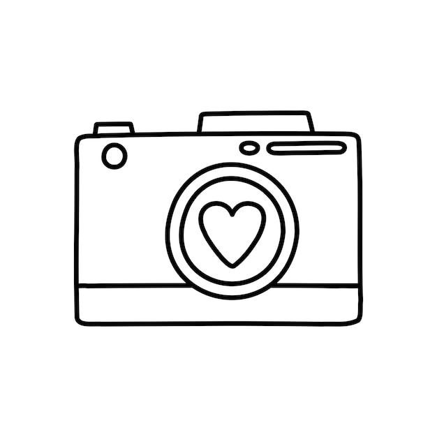 Photo camera with heart. Element for greeting cards, posters, stickers and seasonal design