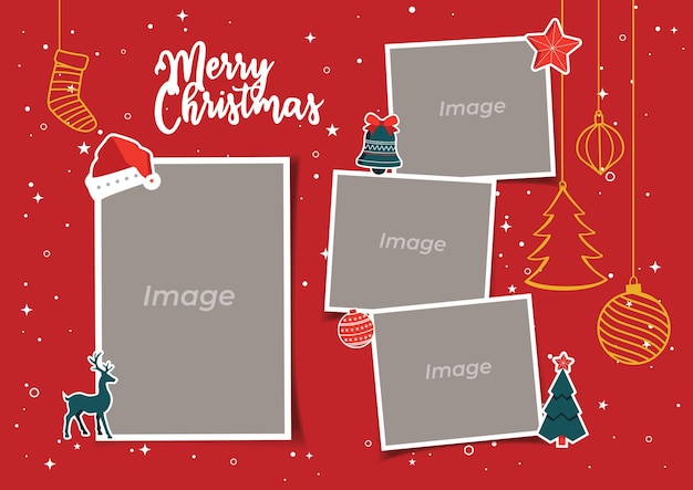 Vettore fotocollage template di natale