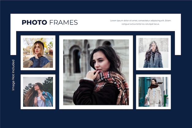 Vector photo collage frame effect mockup