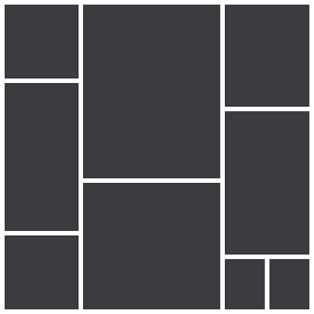 ベクトル 写真コラージュグリッド ムードボードの正方形のテンプレート ムードボードデザイン モザイクフレームのバナー 写真のレイアウト