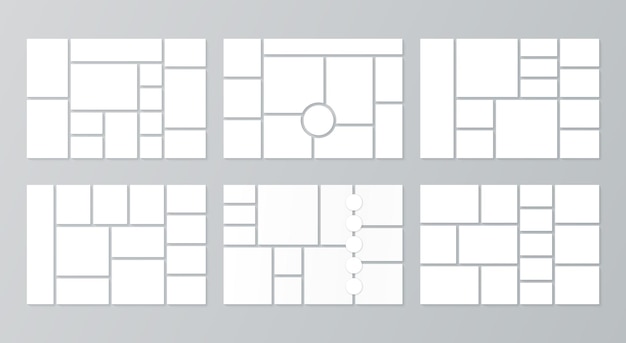 사진 콜라주 격자 무드 보드 템플릿 그림 격자 세트 모자이크 프레임 배너