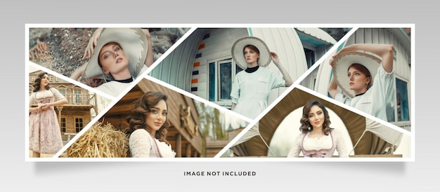 Photo collage strip effect mockup