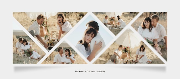 Photo collage strip effect mockup