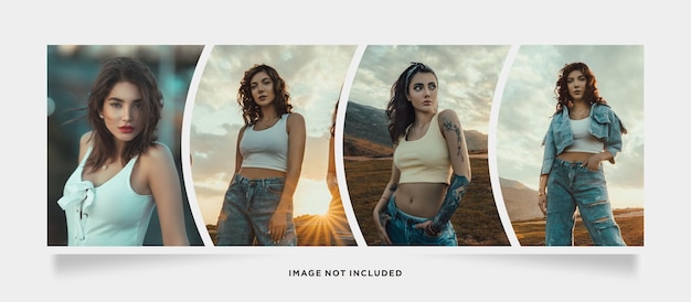 Vector photo collage strip effect mockup