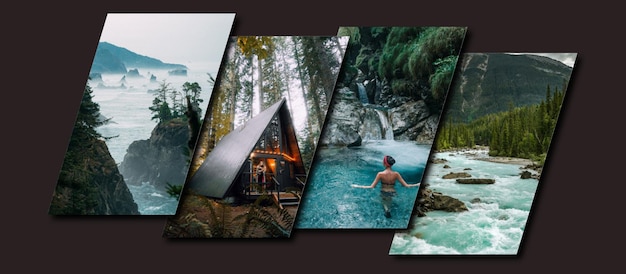 Photo collage strip effect mockup