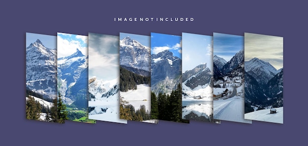 Photo collage strip effect mockup