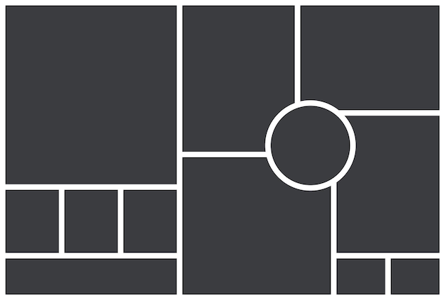 사진 콜라주 템플릿 분위기 보드 벡터 일러스트 레이 션 모자이크 그림 격자