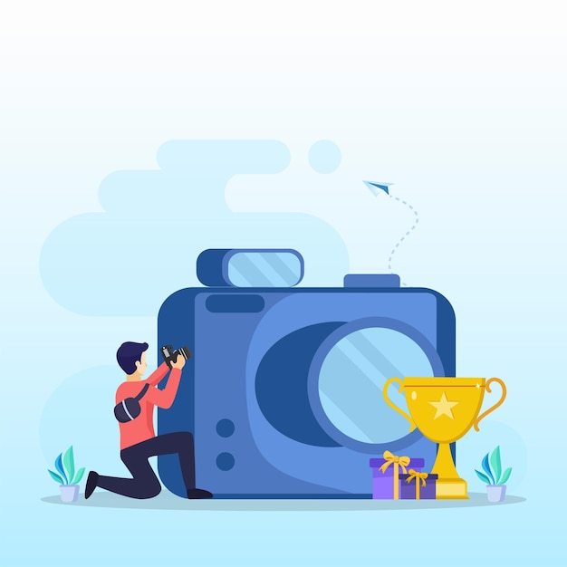 Vector photo competition illustration vector landing page photography competition