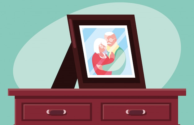 Vector photo of cute old couple hugged