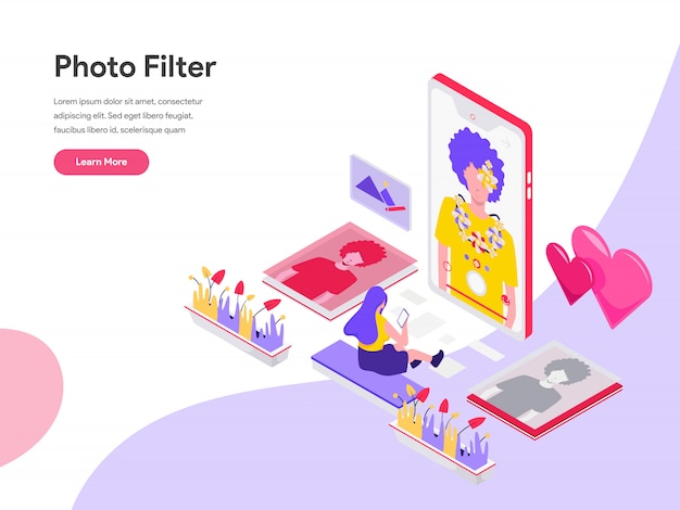 Photo filter isometric illustration concept