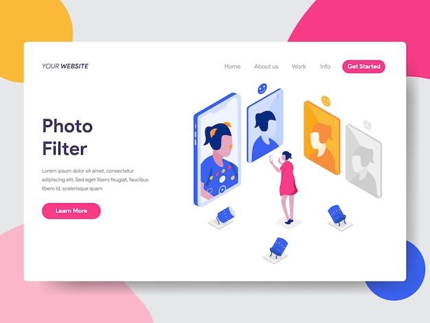 Vector photo filter isometric illustration