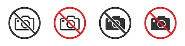 Предупреждающий знак "Фото запрещен" Нет символа камеры Векторная иллюстрация