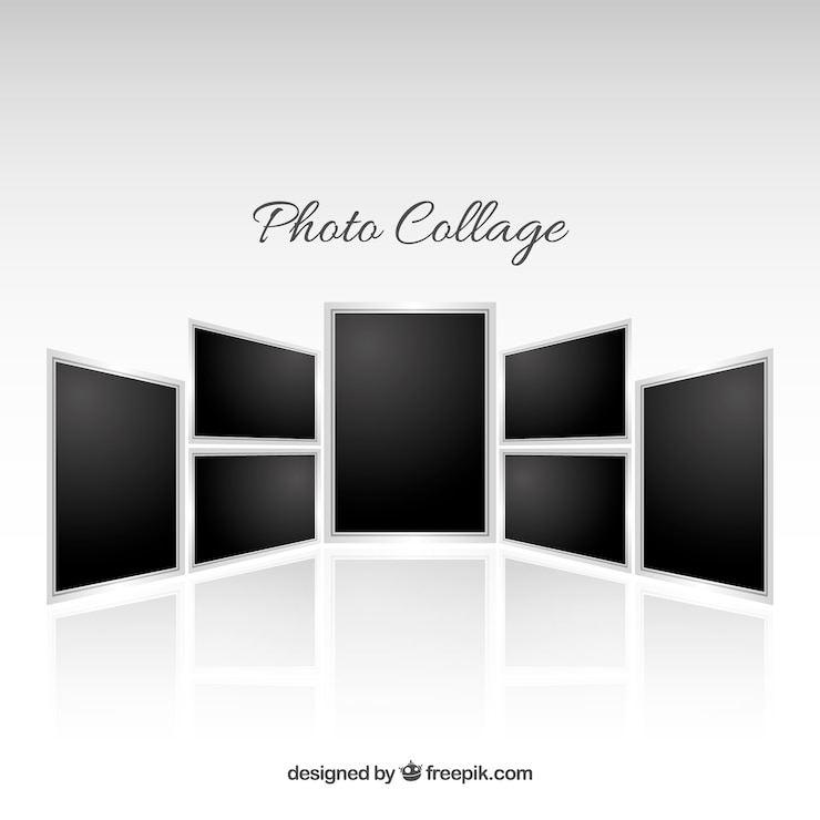 Vector photo frame collage in realistic style