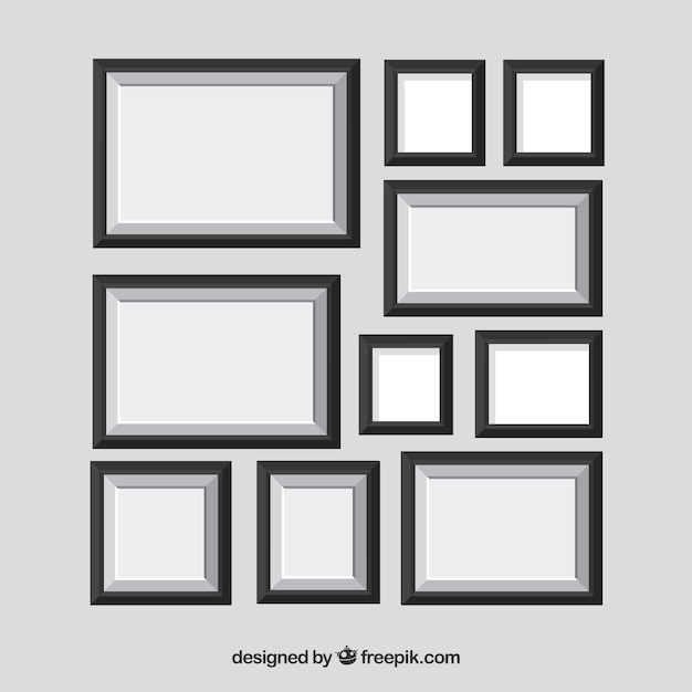 Photo frame collage with flat design