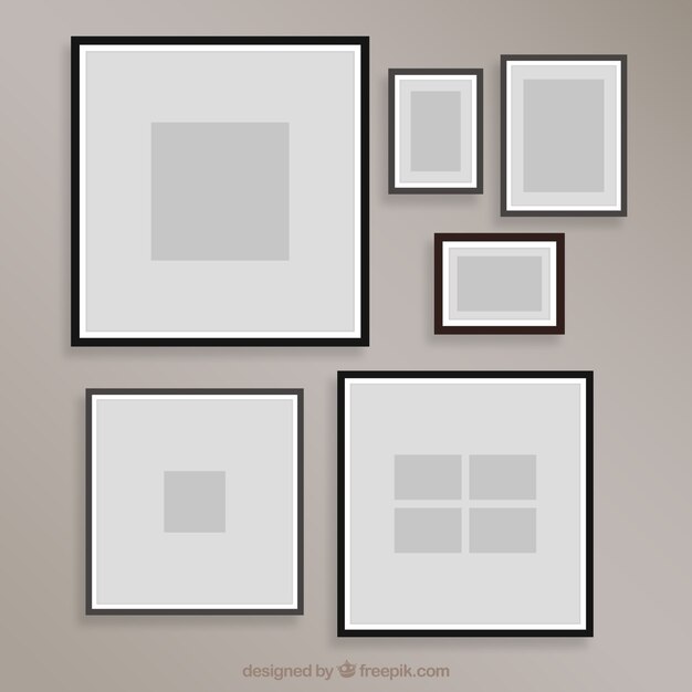 Photo frame collage with flat design