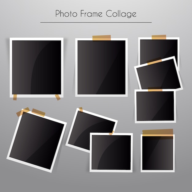 Photo frame collage with realistic style