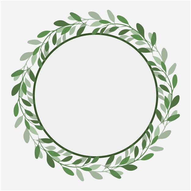 Vector photo frame green leaf branch and circle background vector