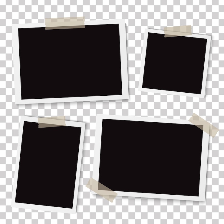 Vector photo frame mockupvintage style with adhesive tapesretro photo frame template