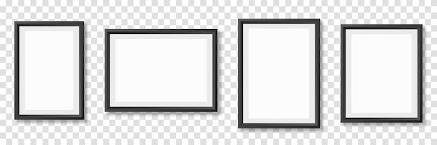 Vector photo frame picture frames set with shadow vector illustration