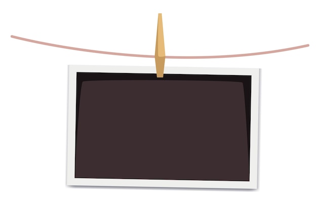 Photo frame picture image hang on rope concept graphic design illustration