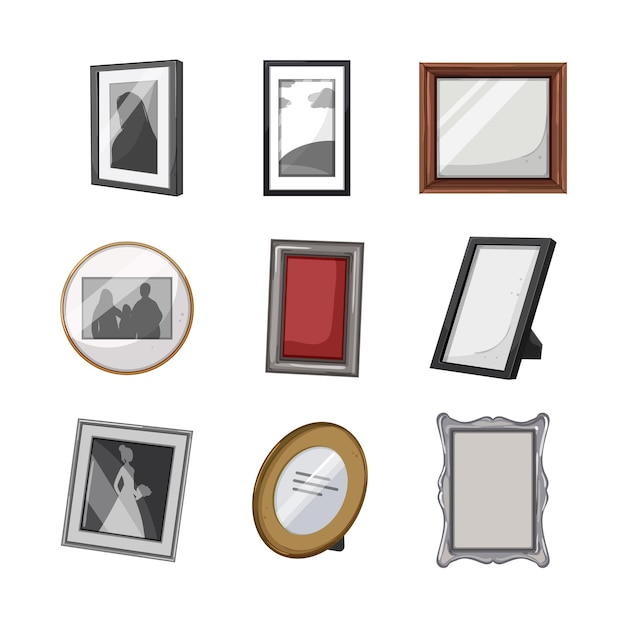 Photo frame set cartoon vector illustration