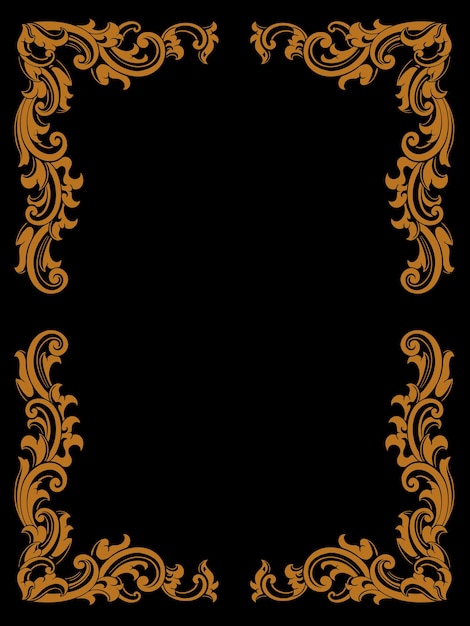 photo frame vector design with luxury classic engraving style color editable